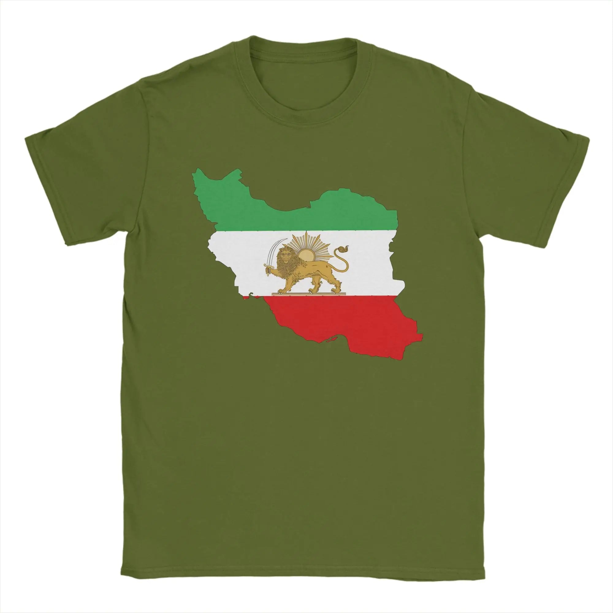 Iran Persian Flag Map Men T Shirt  Creative Tees Short Sleeve Crew Neck T-Shirts 100% Cotton Plus Size Clothes