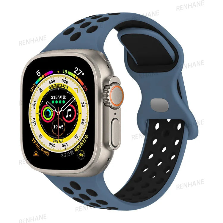 Strap For Apple Watch Ultra 7 8 9 41mm 45mm 40 44 42mm for nike sport Band iWatch serie SE 6 49mm Silicone Breathable bracelet