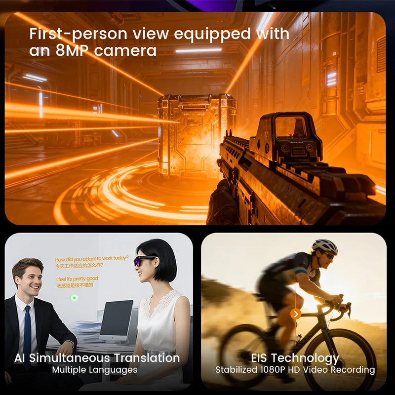 4k HD AI Smart Glasses Wearable 800W Camera Take Photo Video Bluetooth Call Voice Assistant Control Smart Sports ChatGPT Glasses