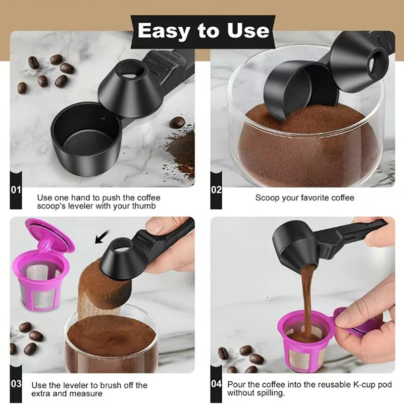 1 Pcs Coffee Scoop With Funnel For Reusable K-cup Coffee Pot 2 Tablespoon Capacity Coffee Measuring Spoon Kitchen Accessories - Free Item