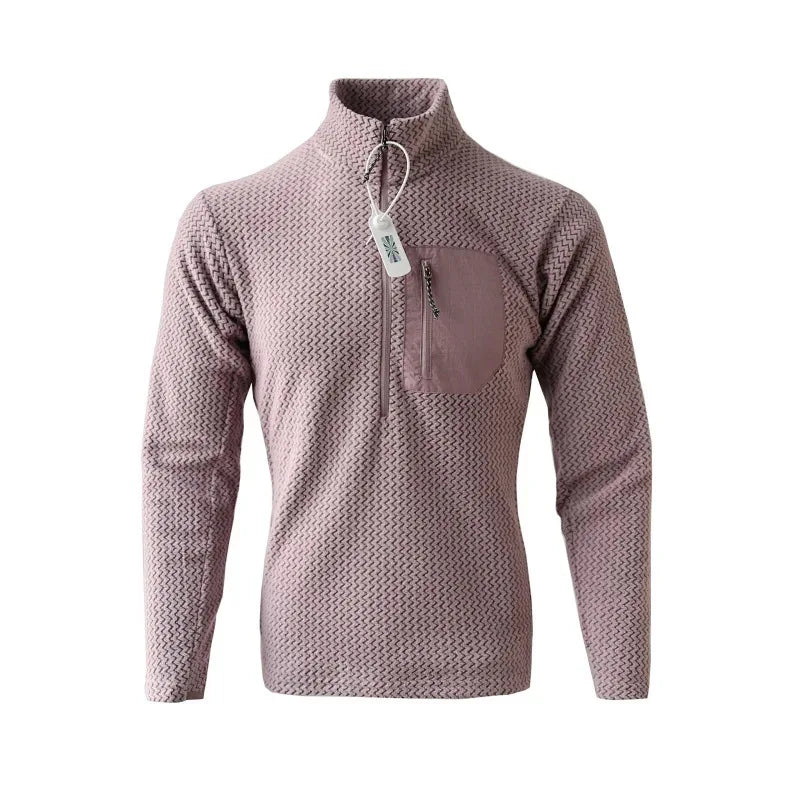 New style comfortable and thick half-zip fleece sweatshirt with wavy pattern and velvet long-sleeved sweatshirt