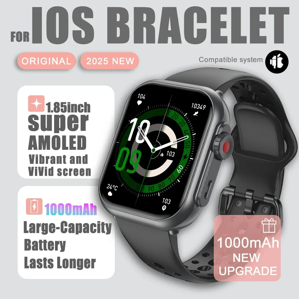 AI Voice Smart Watch Men Women 1.85 inches 1000mAh IP68 Bluetooth Call Blood Pressure Sleep Monitoring 100+Exercise Smart Watch