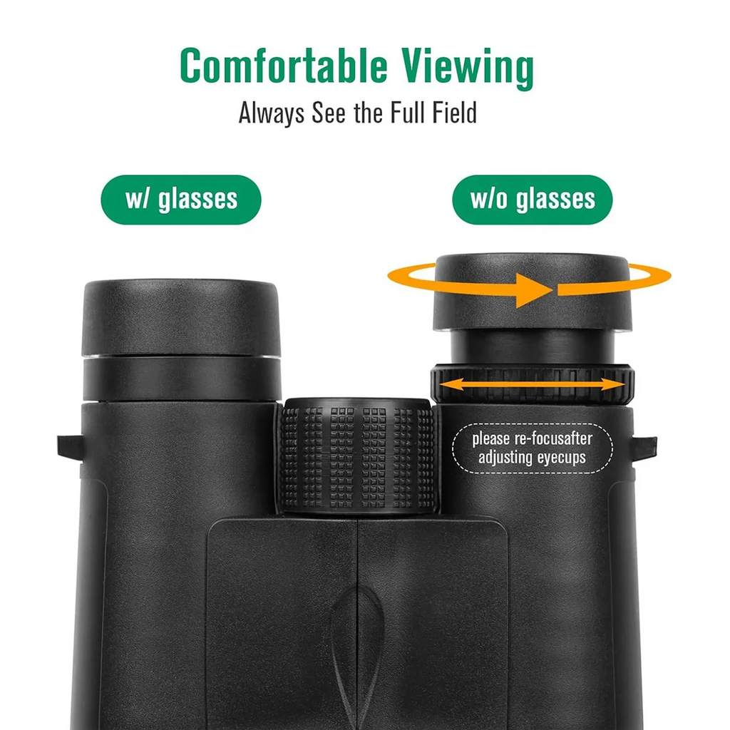 12x42 High Power Binoculars with Phone Adapter Waterproof Low Light Vision Binoculars for Bird Watching, Hunting, Travel