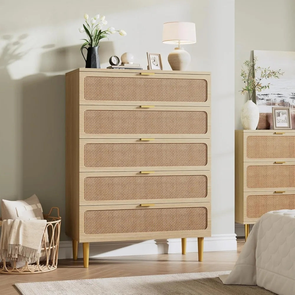 5 Drawer Dressers for Bedroom, Tall Dresser with Deep Drawers, Large Chest of Drawers for Closet with Wide Top