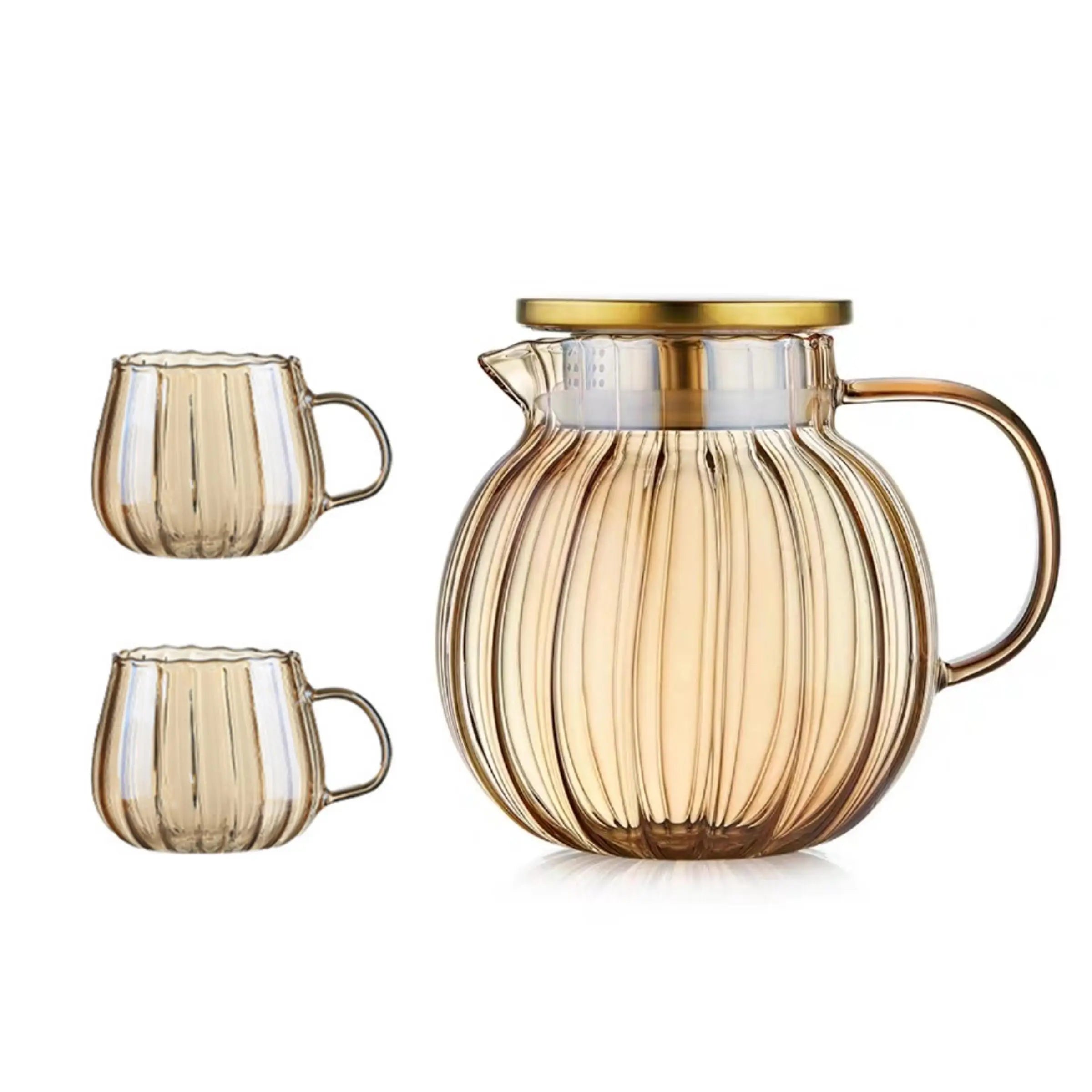 Kawaii Color Pumpkin Glass Kettle Pots Teapot Thermal Water Bottle 1000ml with Cup Moka Pot Home Appliance Kitchen Accessories