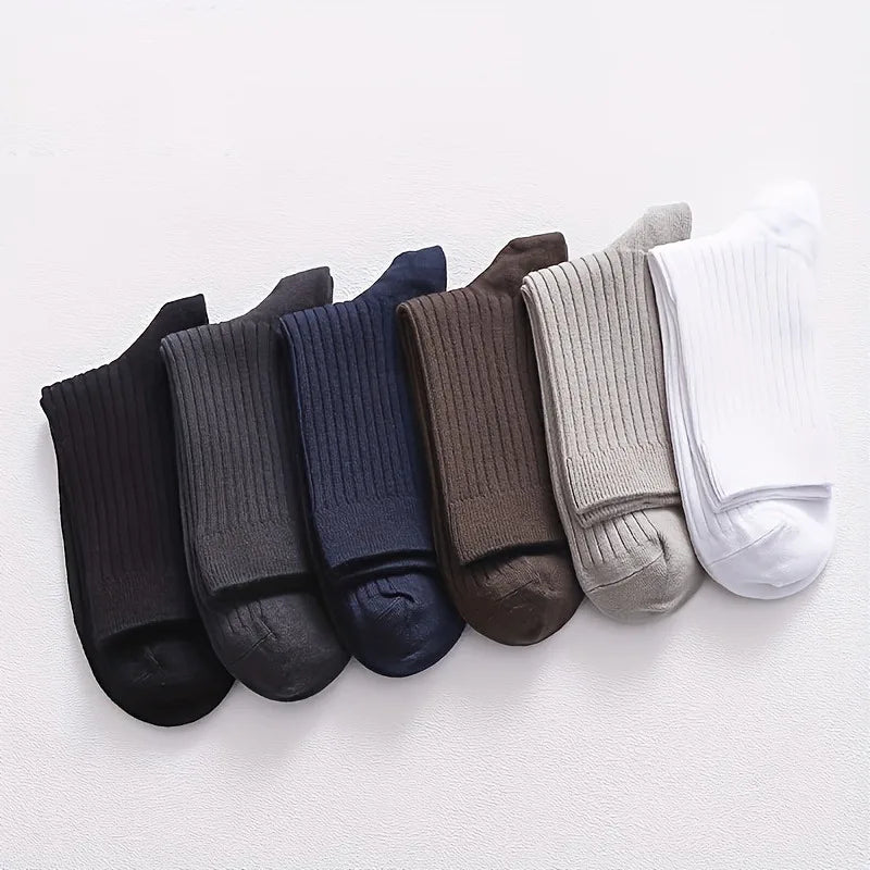 Men's Socks 5-Pair Set - Breathable and Soft, Suitable for All Seasons, Suitable for Casual Sports, Business Dress - Free Item.