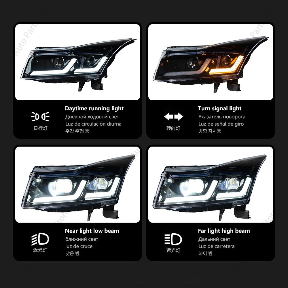 Car Lights For Chevrolet Cruze 2009-2014 Headlamp LED Projetor Head Lamp Daytime Running Light Automotive Body Kits Accessories