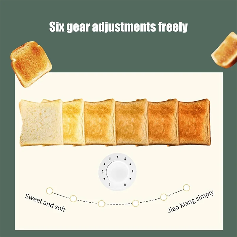 Retro Toaster 2 Slice With 6 Functions, Stainless Steel Toaster Removable Crumb Tray, Under Base Cord Storage US Plug-AT64