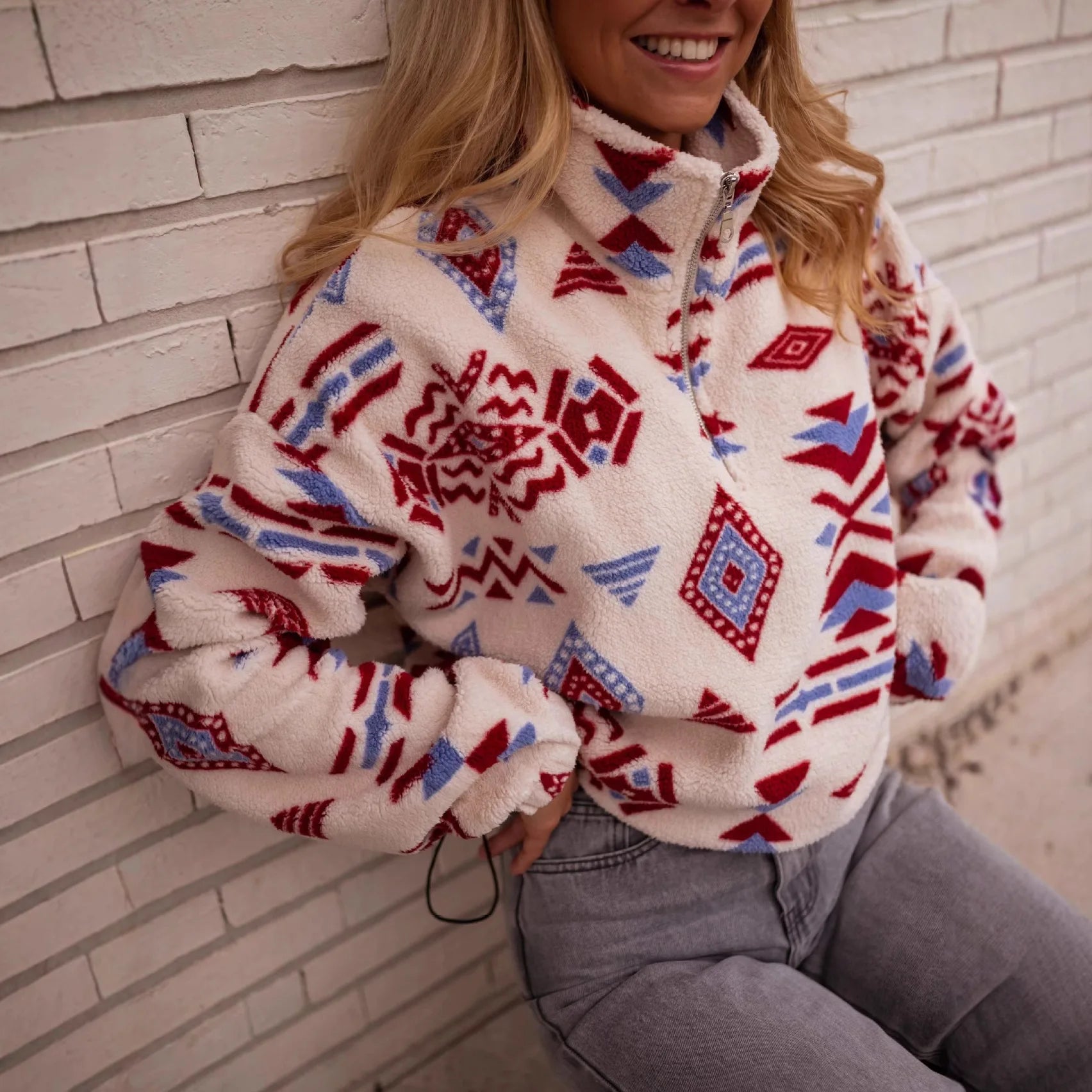 2025 Fleece Sweater Fashion Print Women's Double-sided Fleece Winter Coat