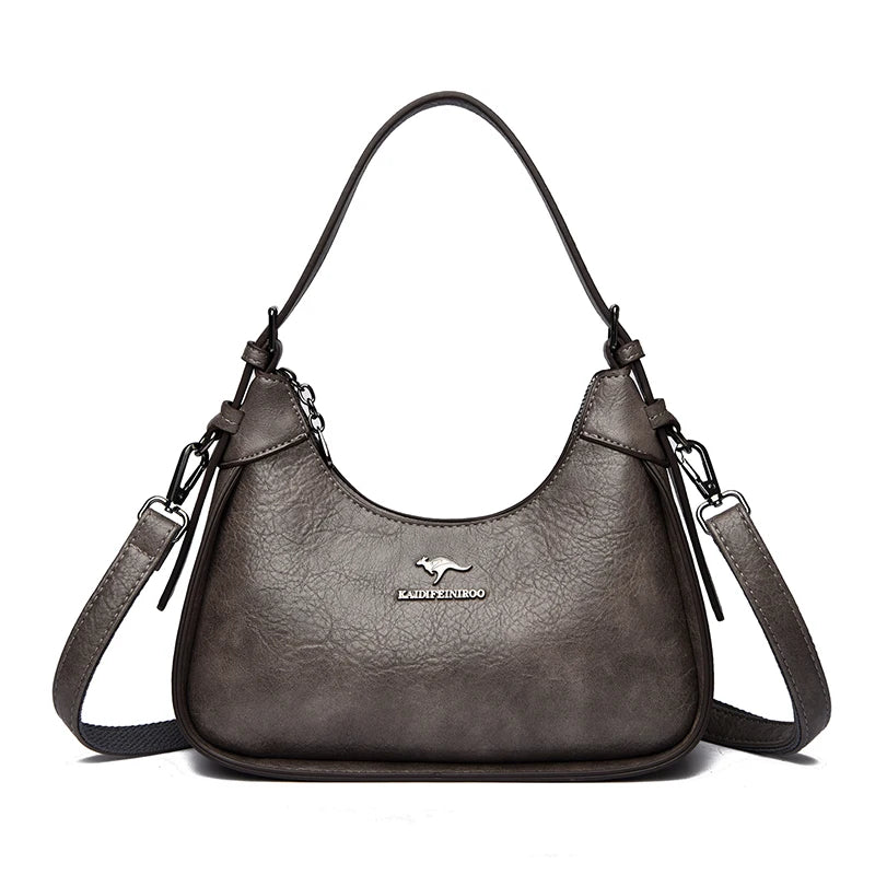 Genuine Brand Soft Pu Leather Shoulder Bag Luxury Women's Crossbody Messenger Bag Designer Female Hobo Handbag Sac A Main Purses