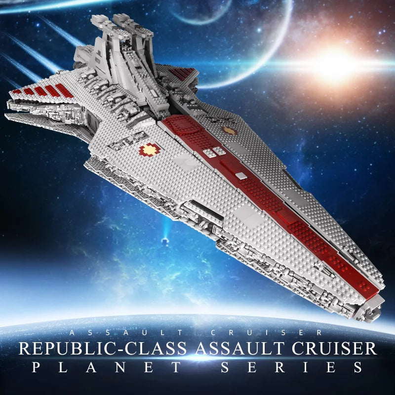 Mould King 21005 Star Plan Toys The MOC-0694 Republic Attack Cruiser Building Block MOC Starship Brick Set Kids Christmas Gift