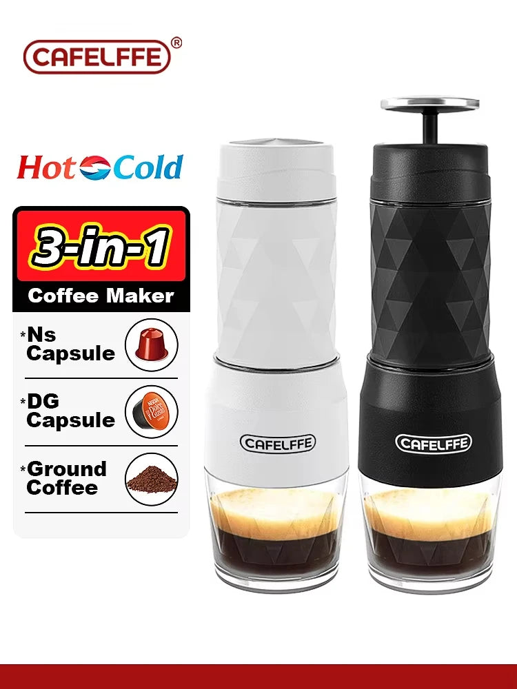 Cafelffe Portable Coffee Machine Manual Espresso Maker For Capsule & Ground Milk Froth Hand Press Brewer hiking Travel Gif 4In1