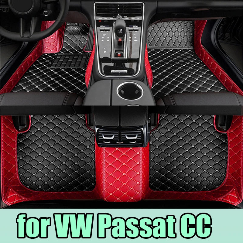 Car Mats For VW VW Passat CC 2008~2016 Floor Rug Set Auto Interior Parts Carpet Pad Luxury Leather Mat Car Accessories