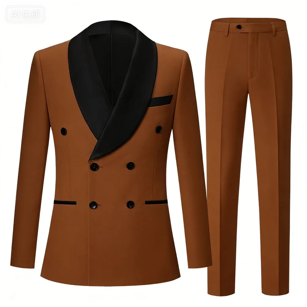 Men's Three-Piece Suit Set for Night Business Jacket And Pants Wedding 2-Piece Formal Outfit