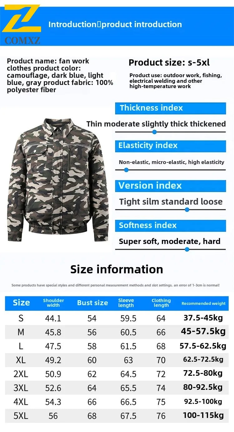 Summer Cooling Work Jacket Outdoor Loose Comfortable USB Cooling Air Conditioning Suit Lightweight Breathable Quick Drying Coat