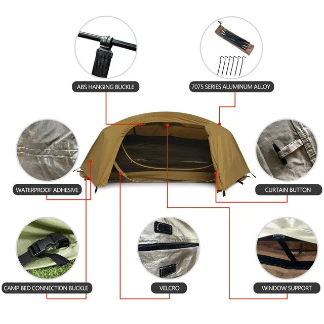 Tent Folding Bed Sunshade Tourism Outdoor Camping Hiking Mountaineering Outdoor Camping Single Tactical Tent Rainproof Boat