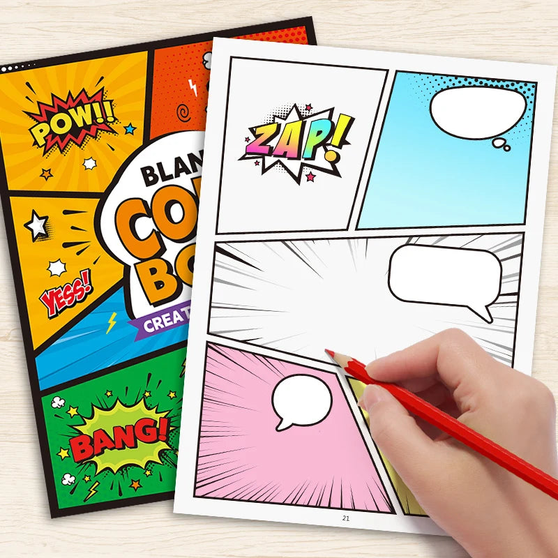 Collage-Style Hand-Drawn Comic Drawing Book, Blank Comic Doodle Drawing Book, Adult Stress-Relief Drawing Practice Book, Use Imagination to Complete Drawings and Turn Them into Complete Stories, 32 Blank Pages for Collage, Su