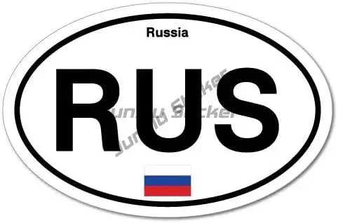 RU RUS Russian Bear Russia Country Code Oval Sticker Flag Bumper Water Proof Vinyl Car Stickers