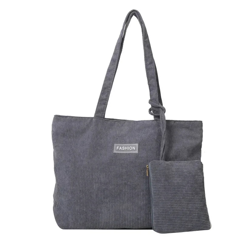 Ladies' handbag, corduroy ladies' shoulder bag, daily commuting tote bag, shoulder bag with small bag