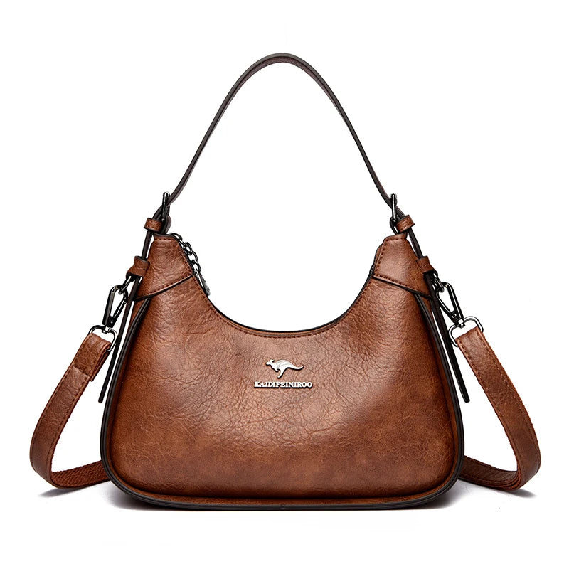 Genuine Brand Soft Pu Leather Shoulder Bag Luxury Women's Crossbody Messenger Bag Designer Female Hobo Handbag Sac A Main Purses