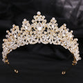 Luxury Handmade Pink Purple Crystal Beads Bridal Tiara Rhinestone Pageant Crowns Diadem Headpiece Wedding Hair Dress Accessories