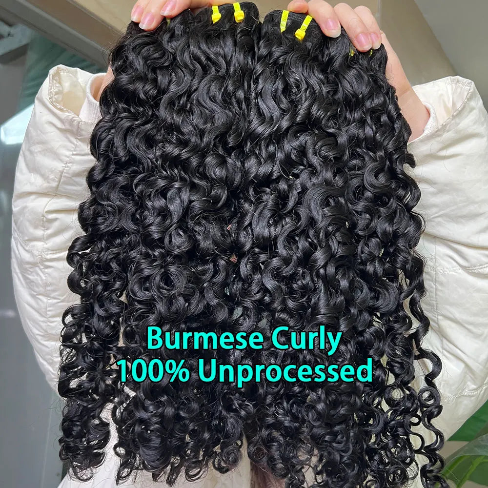 15A Burmese Curl Vietnam 100% Raw Virgin Human Hair Extensions #1B Natural Black for Human Hair Weave Bundles Curly Bundles