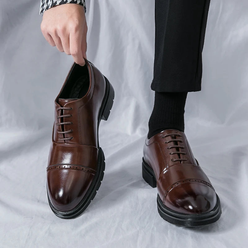 Men’s Dress Shoes High Quality Business British Social Formal Leather Shoes For Men Block Party Wedding Business Office Shoes