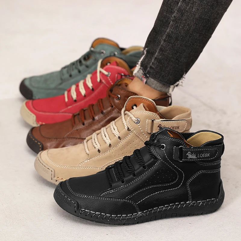Retro Style Men's Soft Brown Upper Loafers, Women's Brown Leather Casual Shoes, with Ankle Strap and Lace Up Designer Shoes 2025