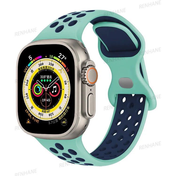 Strap For Apple Watch Ultra 7 8 9 41mm 45mm 40 44 42mm for nike sport Band iWatch serie SE 6 49mm Silicone Breathable bracelet