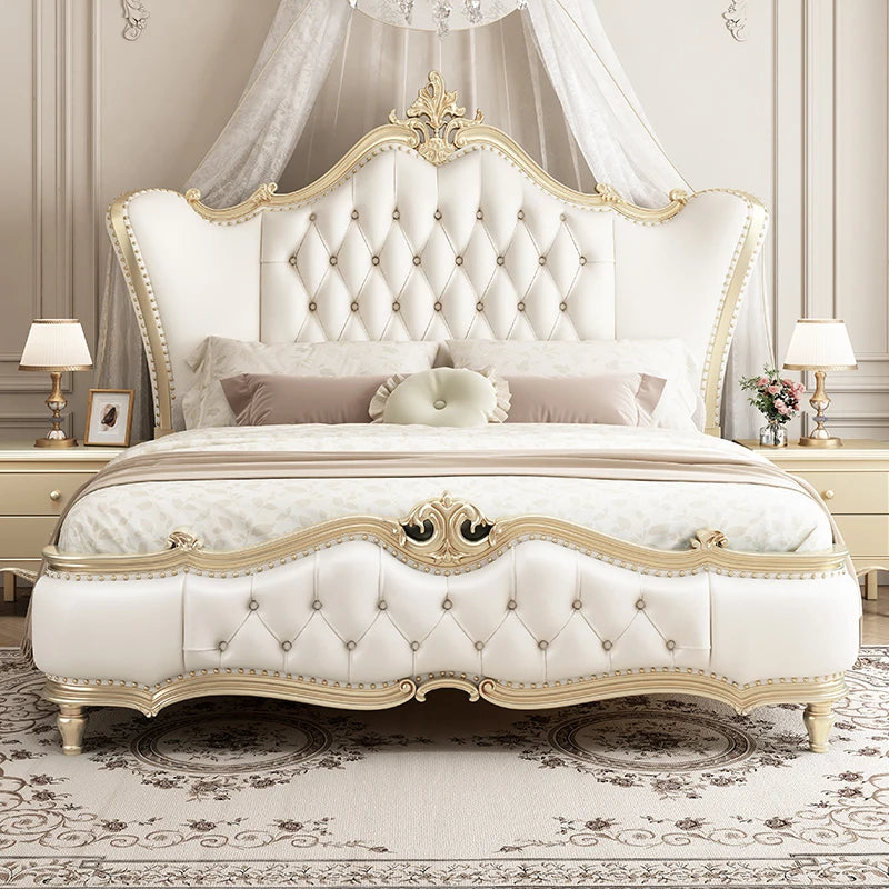 White Cream Cloud Bed Fashion Interior European Safe Sleeping Bed Floor Double Ergonomic Muebles Para El Hogar Home Furniture