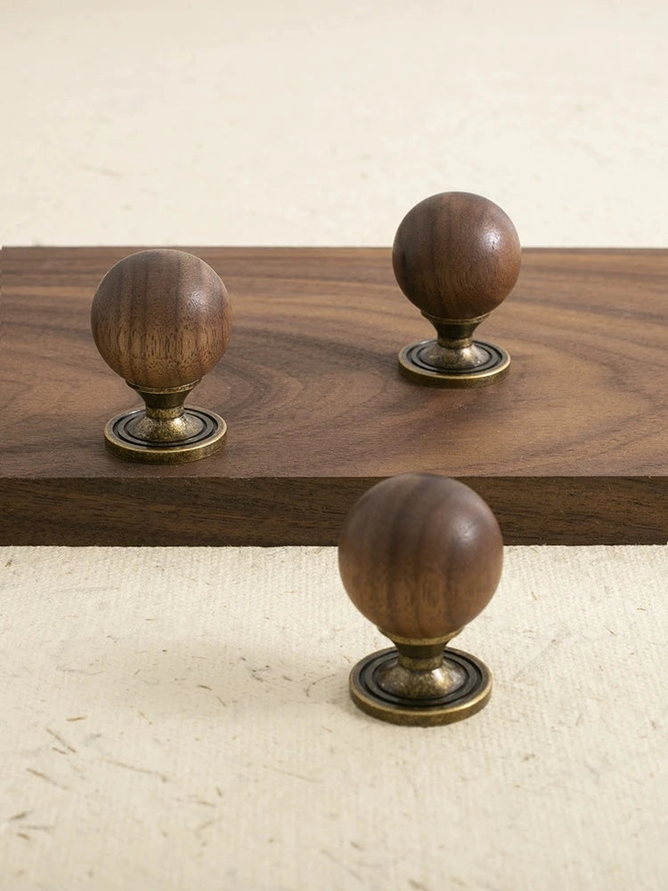 The Furniture Is Made Of Antique Walnut Wood With Solid Brass Small Handles Wardrobe Handles Kitchen Drawers Single-Hole Knobs