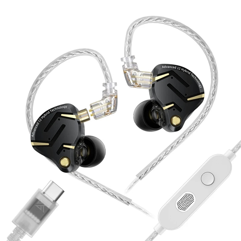 KZ ZS12 PRO 2 1DD+5BA  Flagship-Grade Super Linear Hybrid Wired Headphones 3.5mm/typec Detachable Cable HIFI Gaming Headest