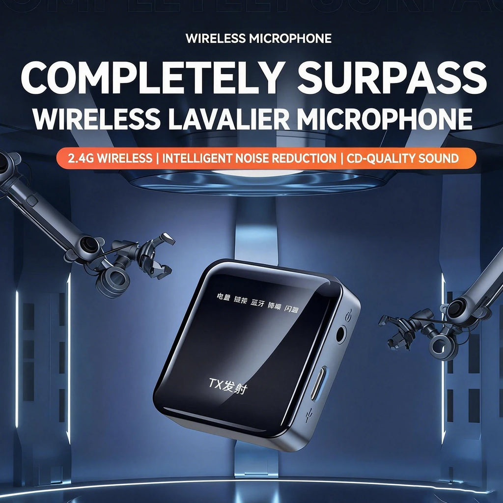 2.4G Wireless Lavalier Microphone Portable Audio Video Recording Mini Mic for iPhone Android Live Broadcast Gaming Phone vlog