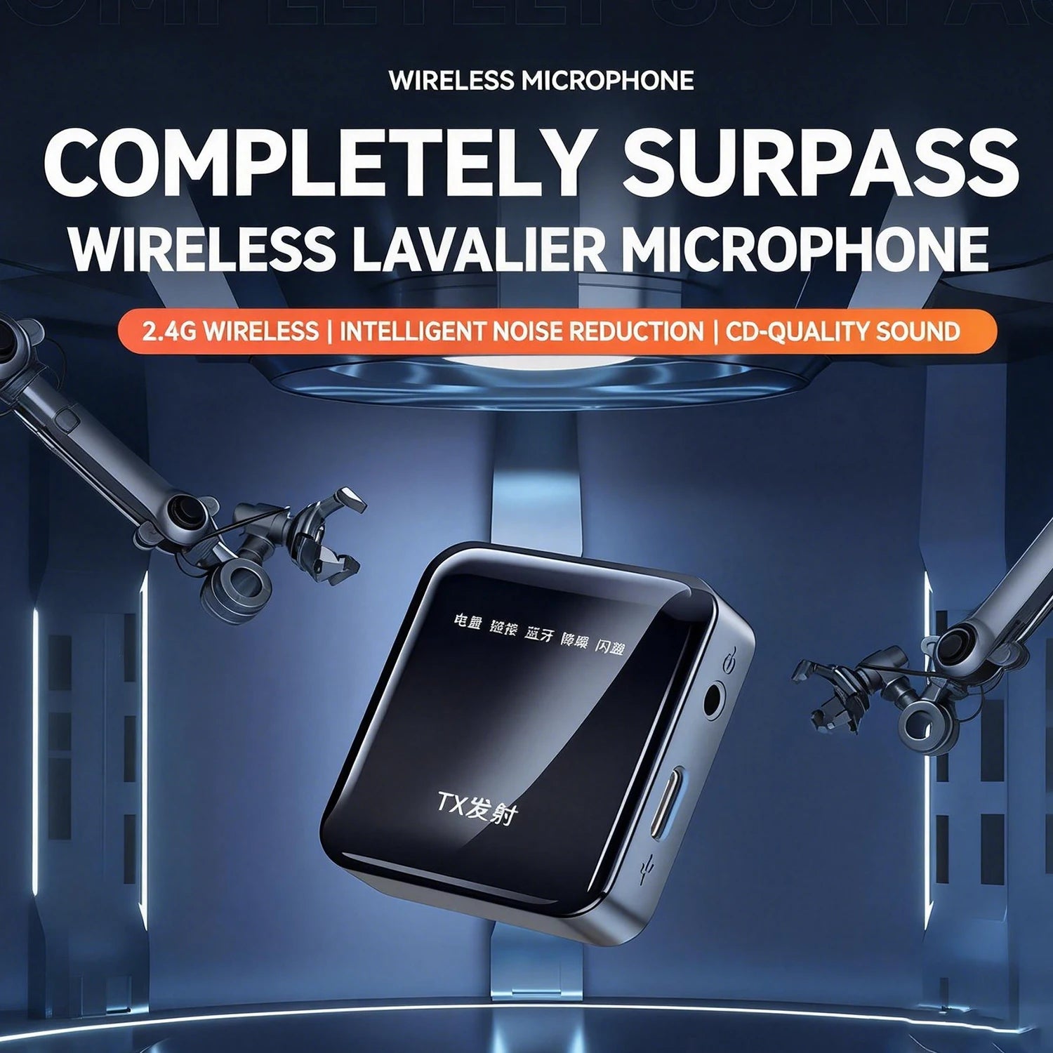 2.4G Wireless Lavalier Microphone Portable Audio Video Recording Mini Mic for iPhone Android Live Broadcast Gaming Phone vlog
