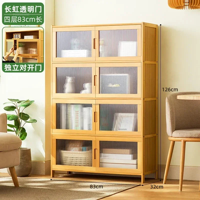 Home Living Room Furniture Stand Storage Cabinet Modern Rattan Bamboo Living Room Cabinet Changhong Glass Door Layered Shelf jl