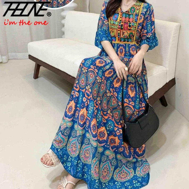 Indian Dress for Women Summer Embroidery Chic Elegant Party Dresses Clothes Vintage Long Maxi Prom Bohemian Beach Robe Vestidos -50% off.