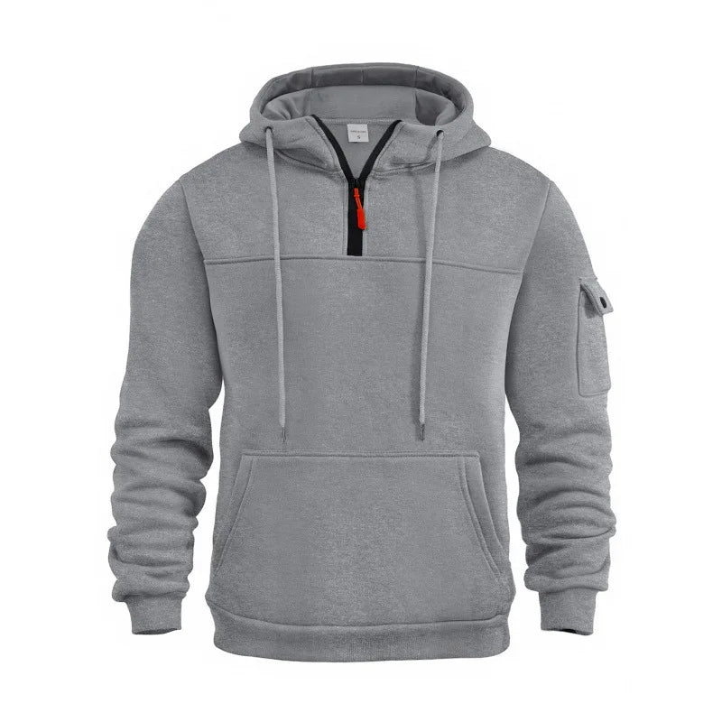 Half Zipper Men's Tactical Hoodies Solid Warm Fleece Military Sweatshirts Multi Pockets Male Hooded Jackets Thick Outdoor Polar