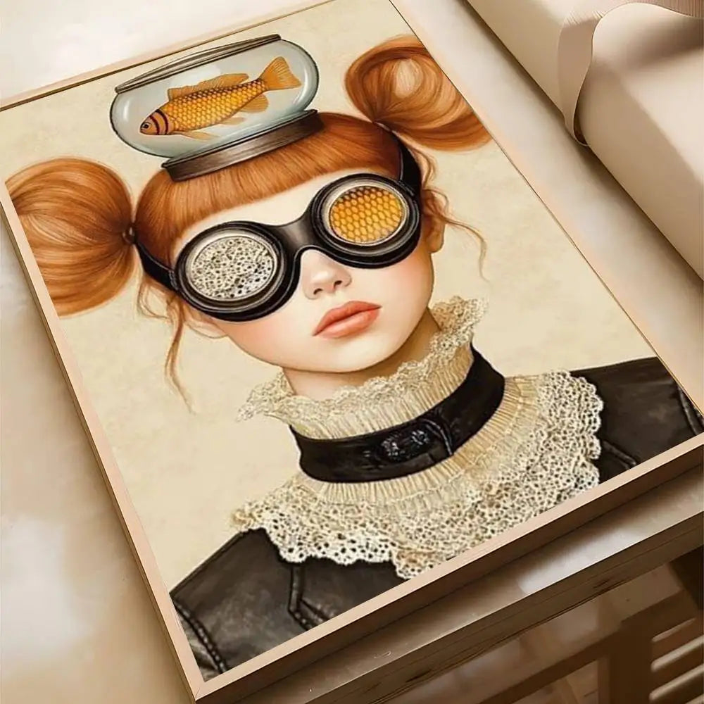 MINISO Oil Painting By Numbers Surrealism Woman Portrait Canvas Fish And Girl wall art Acrylic Paint By numbers For Adults