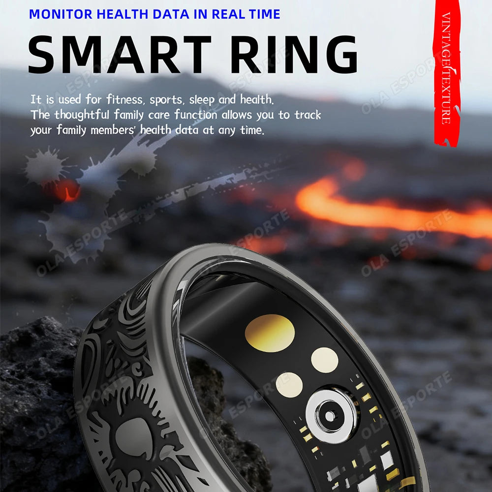 New Retro Smart Ring Health Tracker With Blood Pressure/Oxygen/Heart Rate Monitor Sleep & Sports Tracking Waterproo Fashion Ring