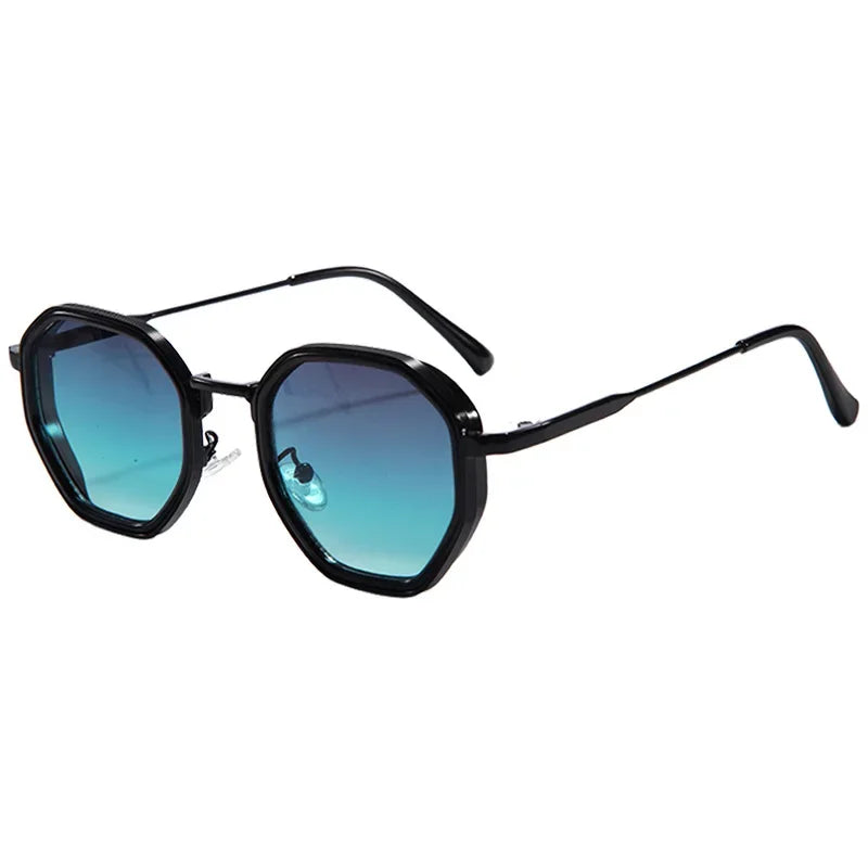 Fashion Punk Goggles, Protective Glasses for Men, Metal Polygonal Large Frame, Fashionable Sunglasses, Outdoor UV Protection