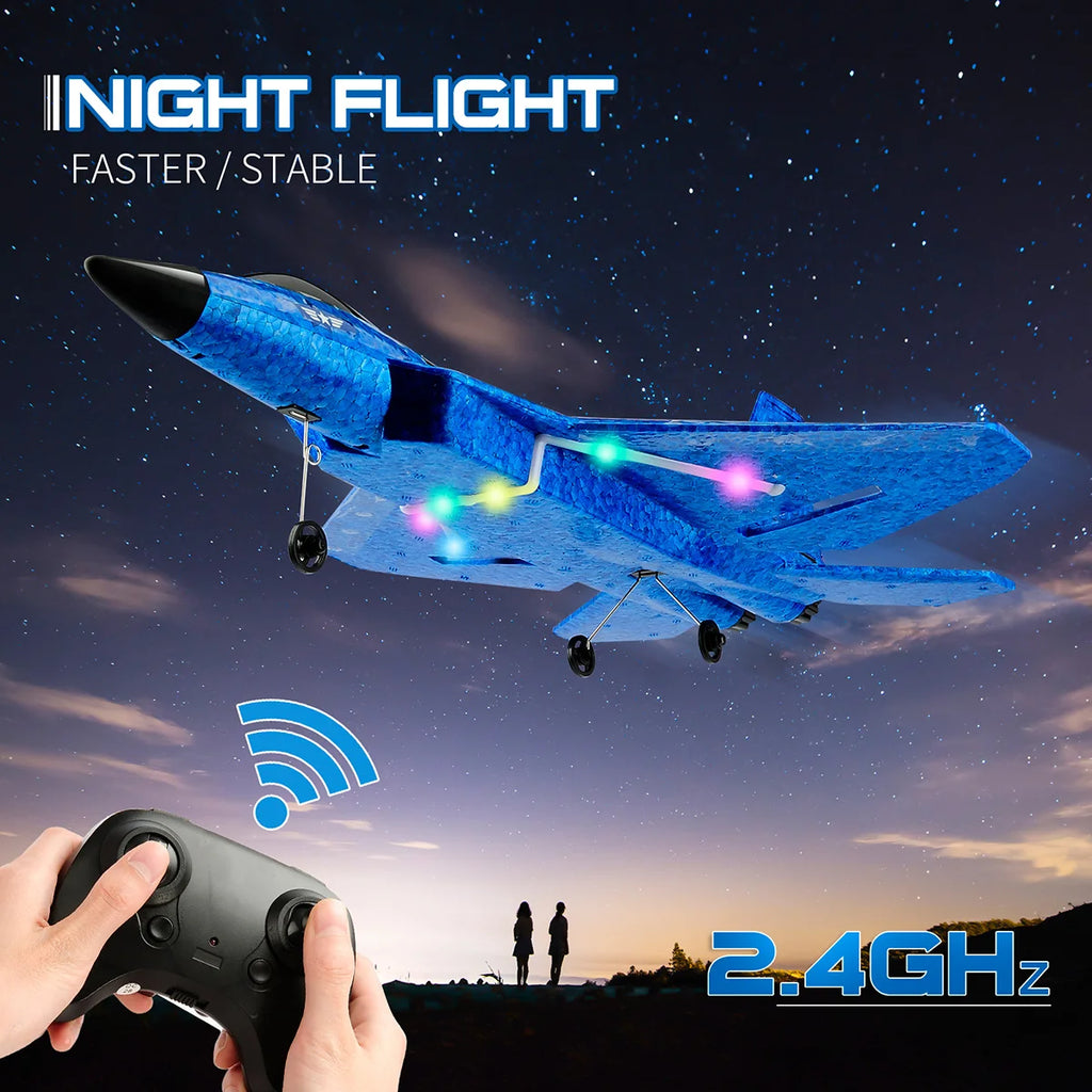 F22 Raptor RC Plane 2.4G 2CH RC Foam Flying Model Glider With LED Lights Remote Control Foam Fighter Airplane Toys for Children