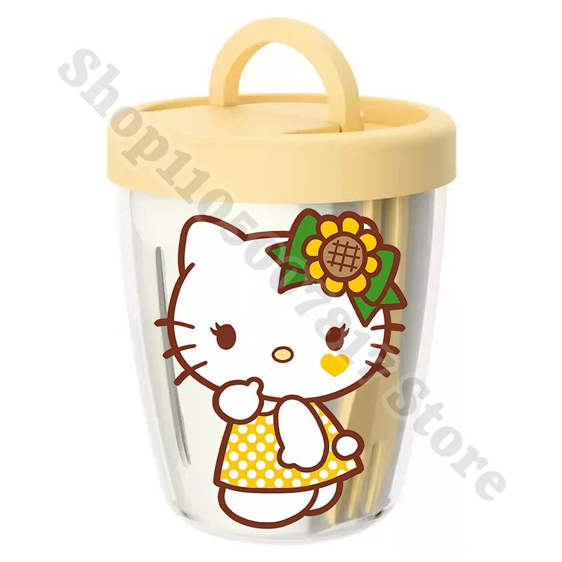 Girl Cartoon Portable Salad Cup Hello Kitty Anime Cute Food Fruit Containers with Spork Plastic Breakfast Oat Cups Birthday Gift