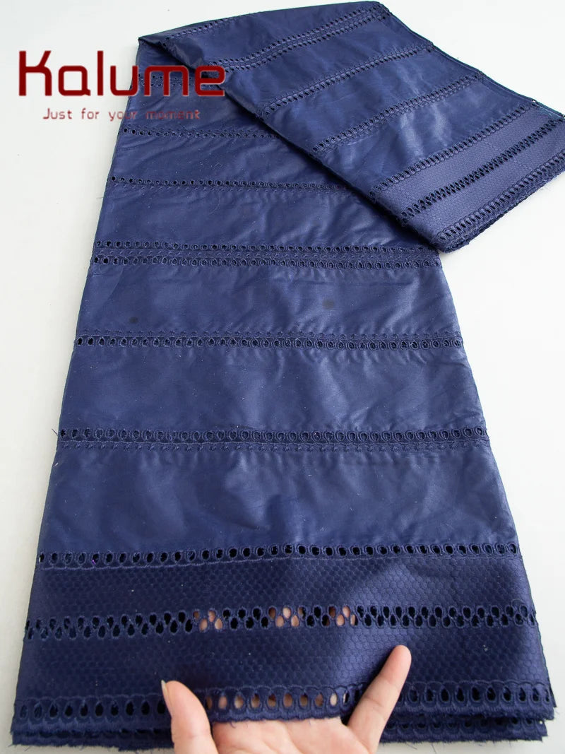 Kalume African Soft Cotton Fabric Dubai Lace Fabrics High Quality Material African Fabric for Sewing Man Suit Cloth 5Yards F4517