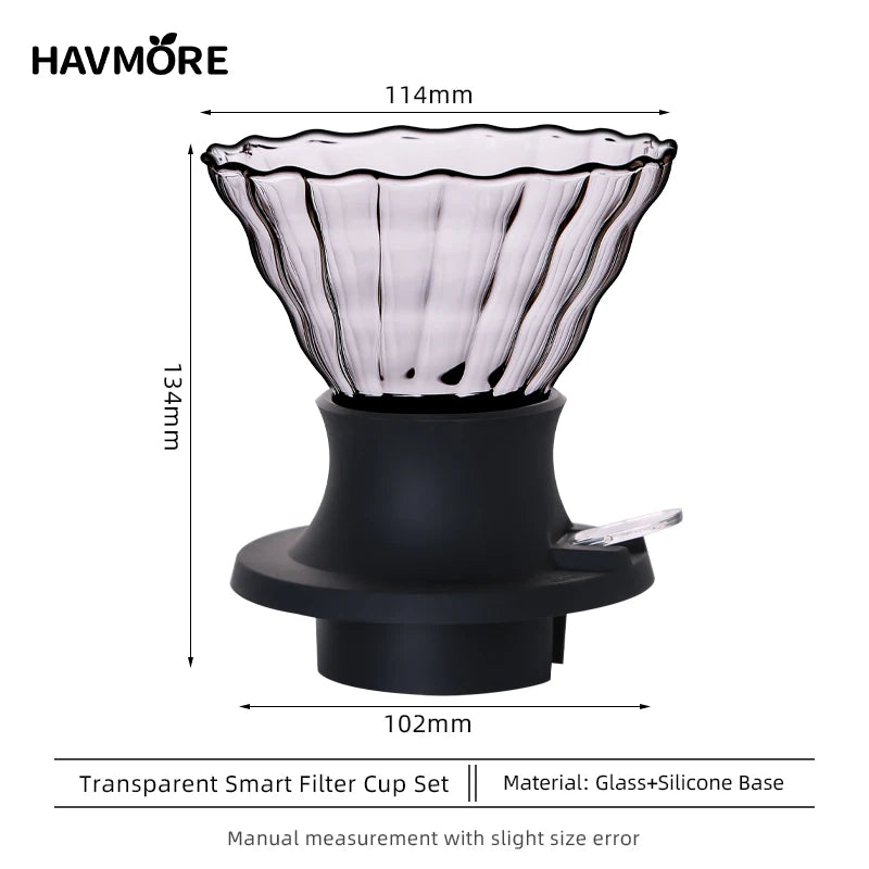 Smart CupNew Hand-Brewed Coffee Drip Filter Modern Style Silicone Glass Filter Cup Switch Complete Set