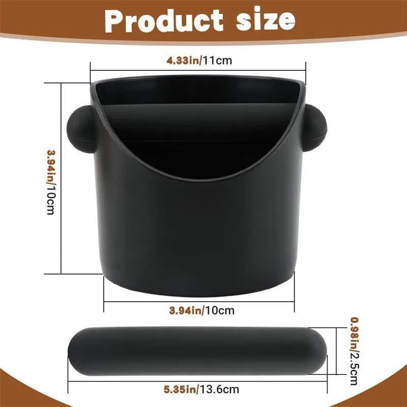 Espresso Knock Box Coffee Grounds Powder Bucket Barista Style Coffee Knock Container with Removable Knock Bar and Non-Slip Base