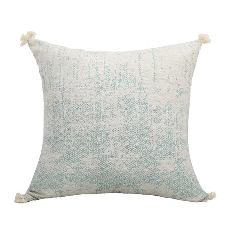 Green Cotton Linen With Cushion Cover 45x45cm/30x50cm Vintage Pillow Cover Tassles for home decoration Living Room Retro