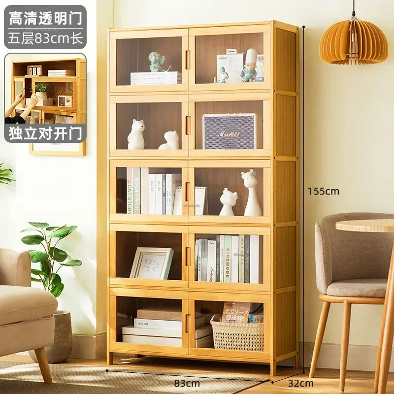 Home Living Room Furniture Stand Storage Cabinet Modern Rattan Bamboo Living Room Cabinet Changhong Glass Door Layered Shelf jl