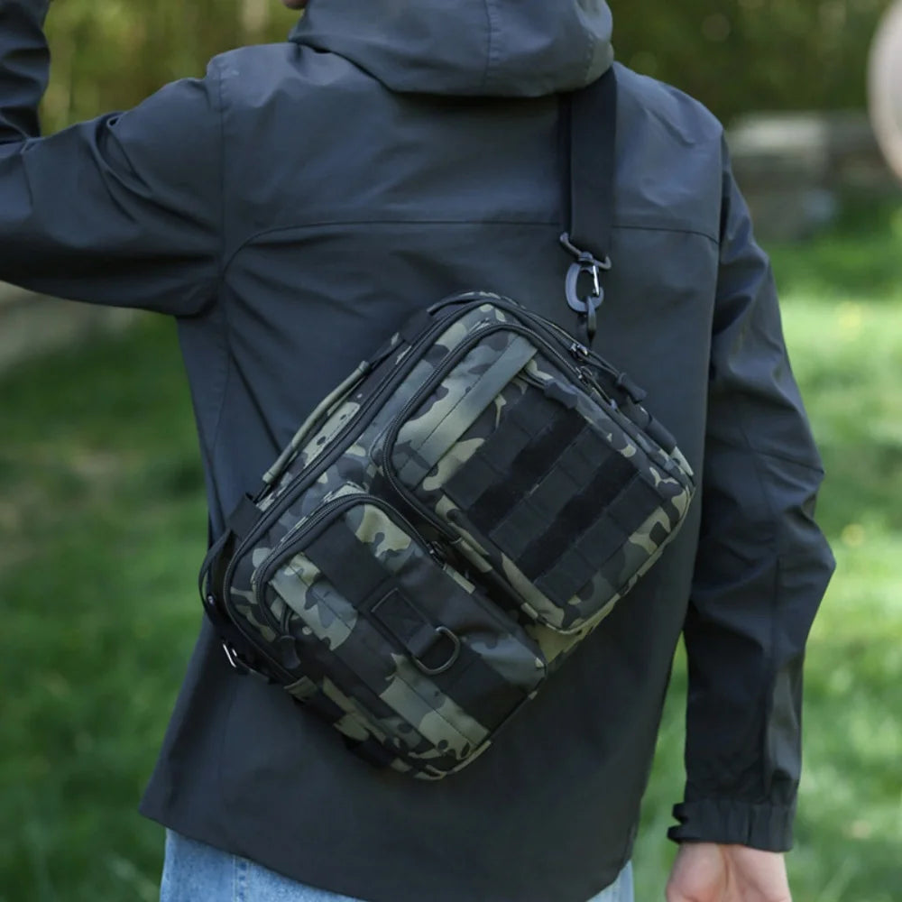 Fishing Handbags Portable Multi-Functional Travel Bag Sling Crossbody Bag Camouflage Outdoor Tactical Shoulder Bag For Climbing