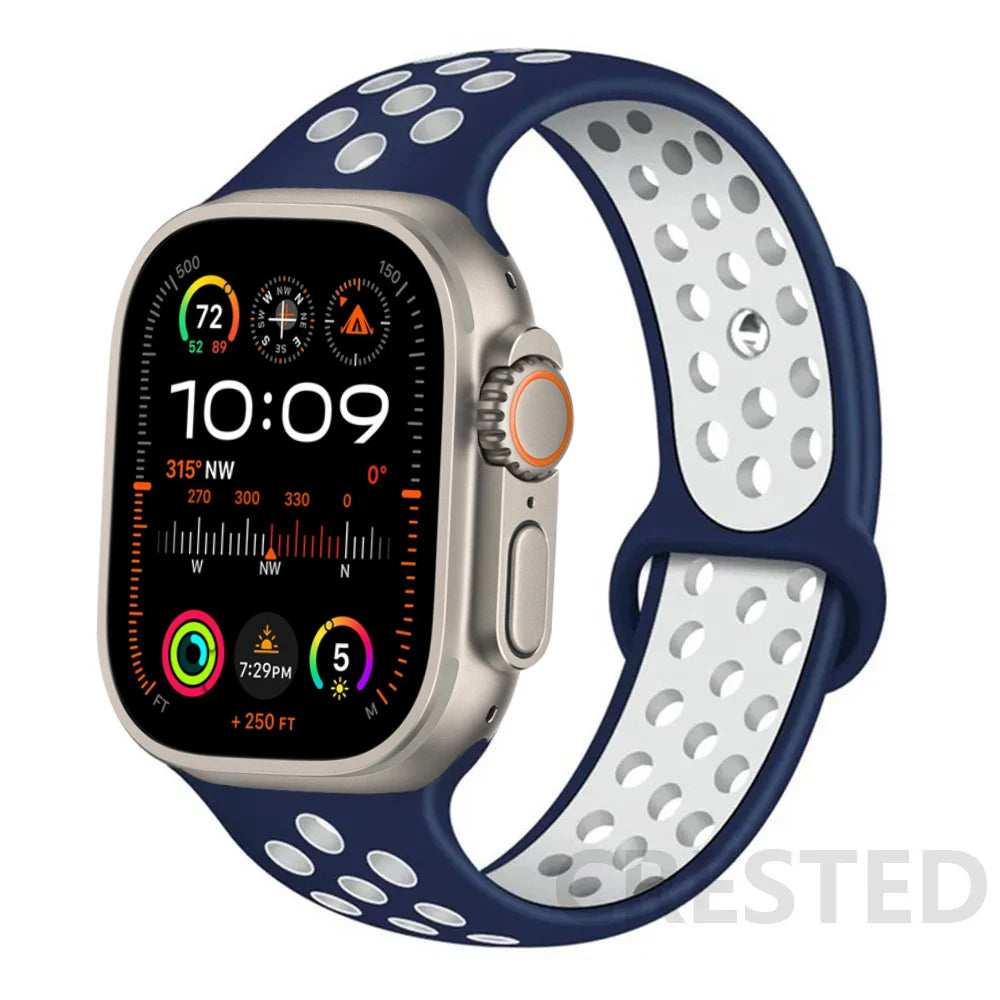 Silicone Strap For Apple Watch Band 45mm 44mm 40mm 49mm 41mm 38mm 42mm Sport bracelet iWatch Ultra 2 Series 9 8 7 6 se for nike