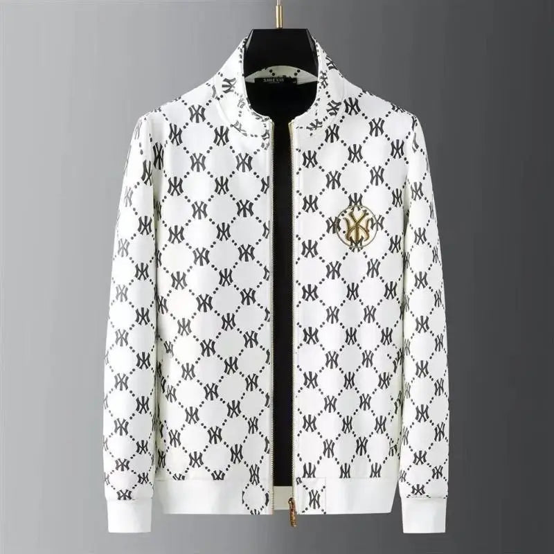2024 sports suit men's spring and autumn light luxury embroidered men's handsome sweater two-piece set slim fit casual suit